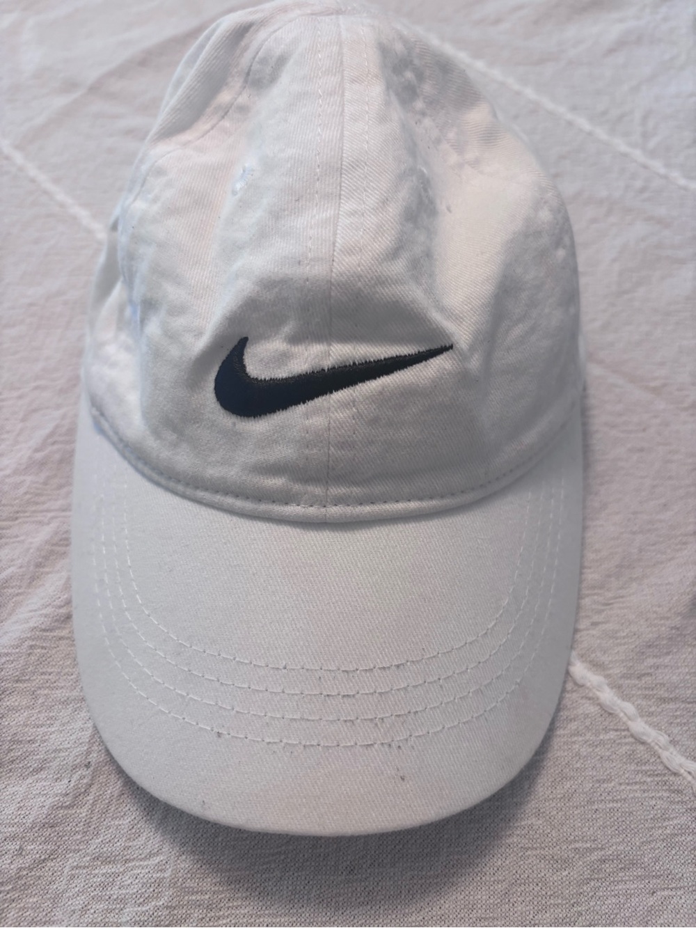 Nike White Baseball Cap with Black Swoosh
